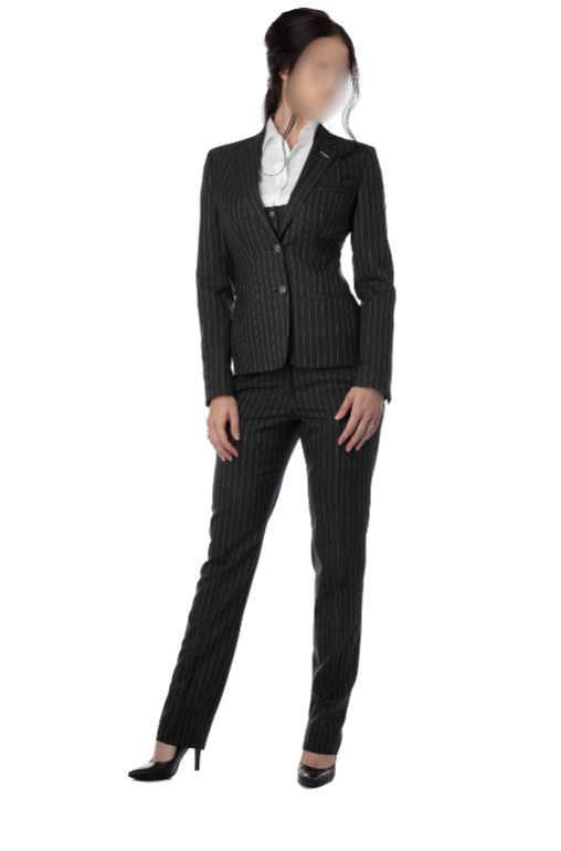 Costume rayé pour femme sur-mesure civil, Élégance Tailleur.